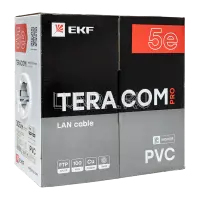 Кабель витая пара TERACOM PRO Cat,5E F/UTP 4 пары solid 24AWG оболочка PVC цвет серый (упак, 305м), EKF