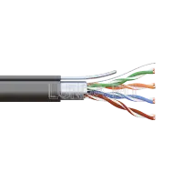 Кабель витая пара TERACOM PRO Cat,5E F/UTP 4 пары solid 24AWG с тросом сталь 1,2 мм оболочка LDPE цвет черный (катушка 305м), EKF