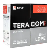 Кабель витая пара TERACOM PRO Cat,5E U/UTP 4 пары solid внешний 24AWG оболочка LDPE цвет черный (упак, 305м), EKF