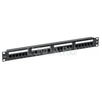 Патч-панель TERACOM PRO 19'' Cat,5E 1U неэкранированная UTP 24 порта RJ-45 Dual IDC с органайзером, EKF