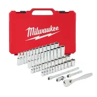 Головки 1/4" с трещоткой метрические и дюймовые в пластиковом кейсе, Milwaukee