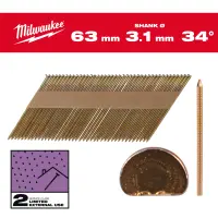 Гвозди гальванические с кольцевой накаткой и D-образной шляпкой 34°, Milwaukee