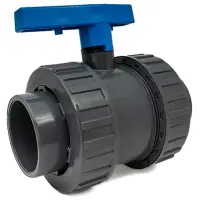 Кран шаровой "STD", ПВХ, PTFE-EPDM, клеевой, разборные муфтовые окончания, NEISCO