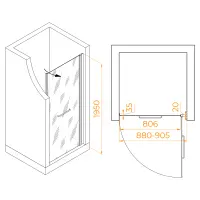 Душевая дверь PA-103-Gb, RGW