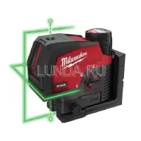 Линейно-точечный лазерный нивелир с двумя точками с зелёным лучом, USB-заряд, Milwaukee