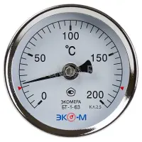 Термометр биметаллический Экомера БТ 1-63, осевой, Эко-М