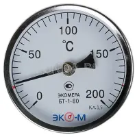 Термометр биметаллический Экомера БТ 1-80, осевой, Эко-М
