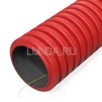 Труба гофрированная двустенная ПНД с зондом, красная, тип 450, Промрукав